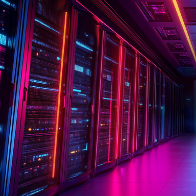 Serverraum in Neon Farben