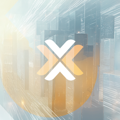 Proxmox-Logo auf abstraktem Tech-Hintergrund