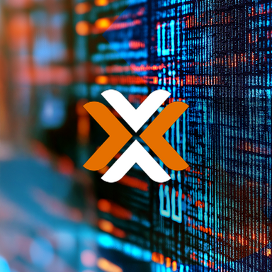 Proxmox-Logo auf abstraktem Tech-Hintergrund