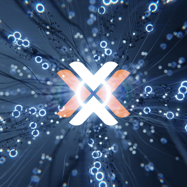 Proxmox-Logo auf abstraktem Tech-Hintergrund