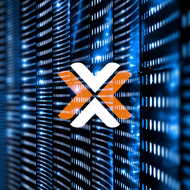 Proxmox-Logo auf abstraktem Tech-Hintergrund